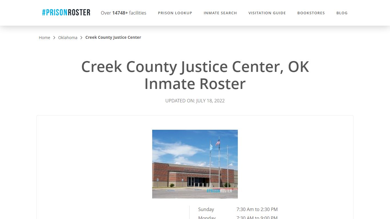 Creek County Justice Center, OK Inmate Roster