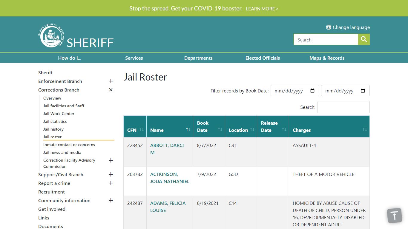 Jail Roster | Clark County